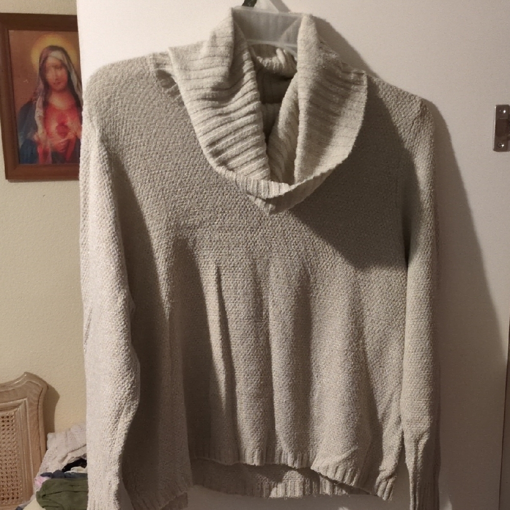 Cream Cable Knit Turtleneck Sweater